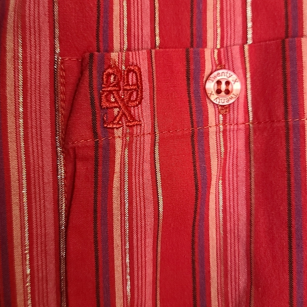 Twenty X Women's Pink Striped Long Sleeve Stretch Button-Down Shirt Size M - Picture 3 of 9
